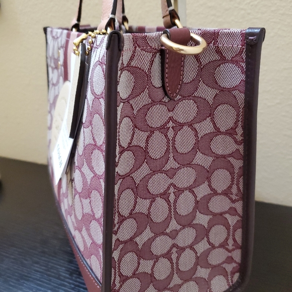 Coach Dempsey Medium Carryall In Signature Jacquard Witn Stripe And Coach Patch - Picture 11 of 16